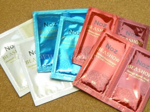 Noz BEAHOW（ノズ ビショウ トライアルセット）この前も入ってたシャンプーとコンディショナーのセットのプレミアムシリーズ３種類。