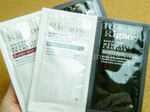 rigaos（リガオス）薬用スカルプケアシャンプー／チャージャーという男性用スカルプケア用品。オイリースキン用ドライスキン用両方入っていたので親切だと思いました。