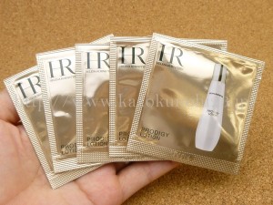 HERENA RUBINSTEIN PRODIGY LOTION ヘレナルビンスタインボックス(プラナスボックス)に入っていたプロディジー ローション化粧水の肌なじみを口コミ報告。画像は5パウチのプロデイジーローション。