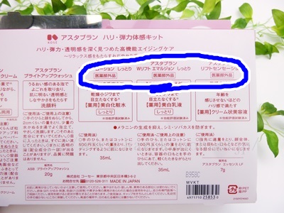 医薬部外品に定められたルールにもとづいて表示されている有効成分などの配合成分。