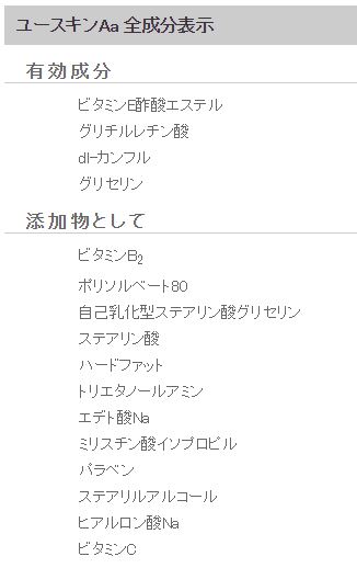 ユースキンA成分表