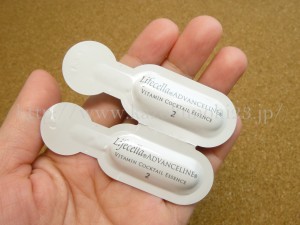 久光製薬 ライフセラ アドバンスライン(トリプルアクティブセット)のビタミンカクテルエッセンス(美容液)1.3mLを使ってみたので写真付きで口コミ報告します。