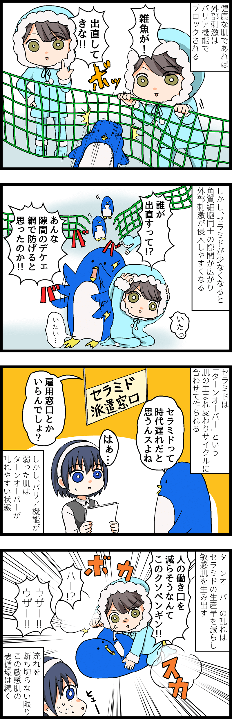 敏感肌は世紀末ペンギンに踏み荒らされた痕！意外と知らない敏感肌の定義とケア方法！ 第３話